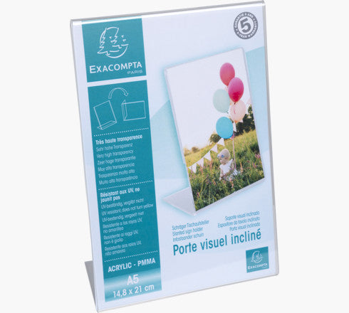 Exacompta Tischaufsteller – für A5 – 1 Fach – Hochformat – transparent – Acryl – 150×214×76 mm