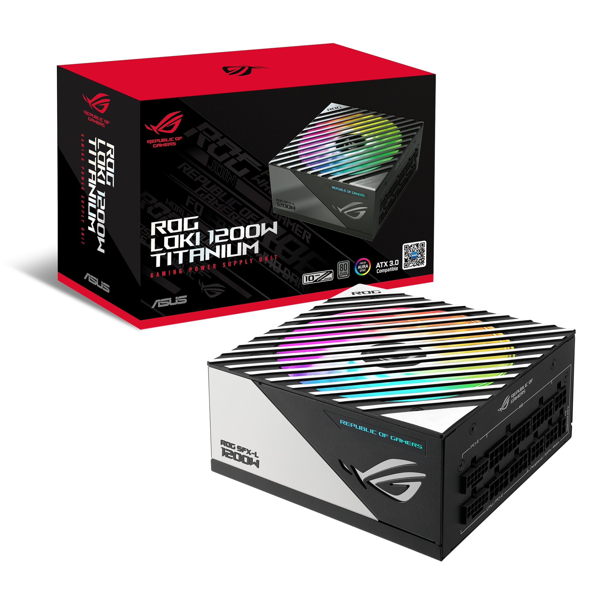 ASUS ROG Netzteil – 1200 W, Ausgang +12 V, 100 A, 20+4-Pin ATX, Eingang 100–240 V AC – LOKI-1200T-SFX-L