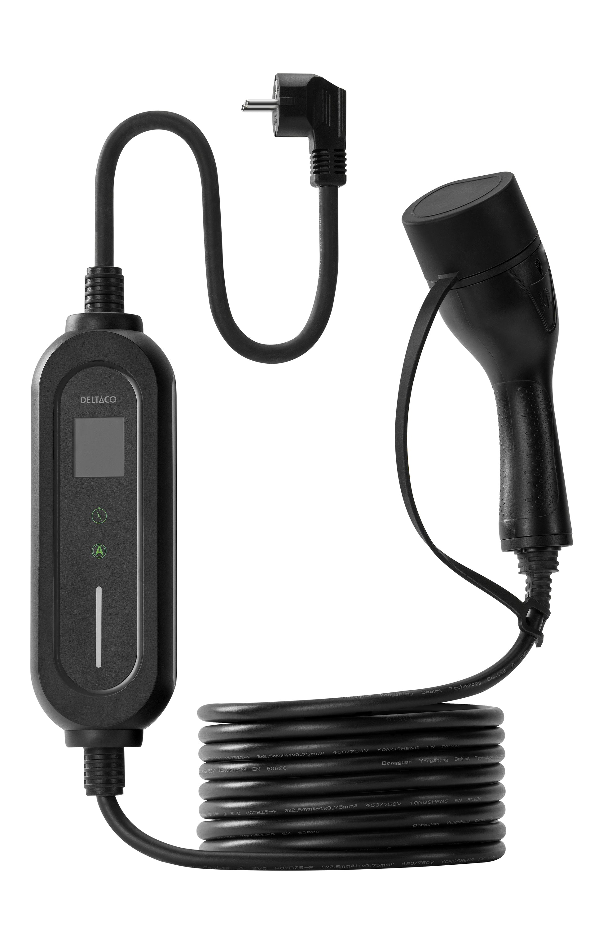 Deltaco Adapterkabel, Typ 2–CEE 7/7, 5,5 m, IP66, mit Überhitzungsschutz – Schwarz