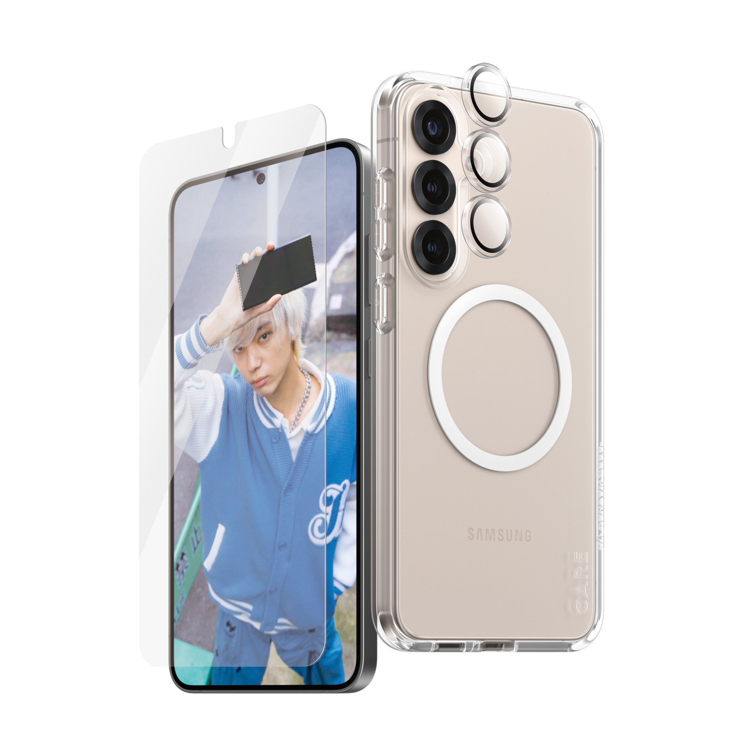 PanzerGlass CARE 3-in-1 Set – für Samsung Galaxy S25+ – transparent – Gehärtetes Glas