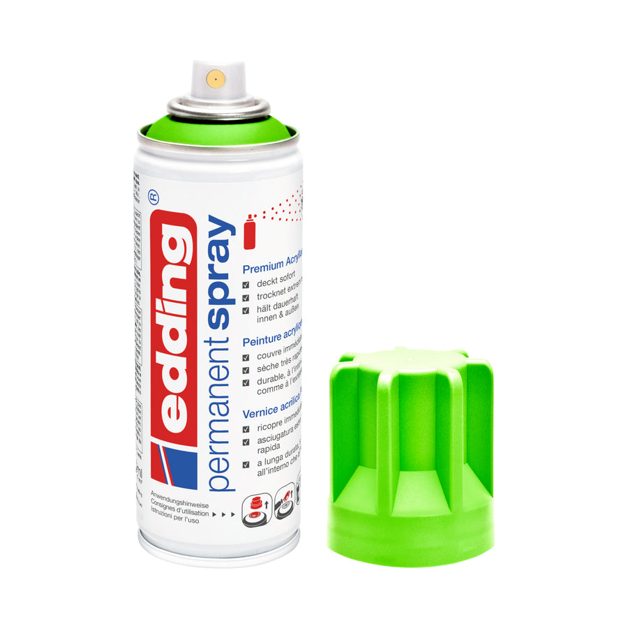Edding Farbspray – Neongrün, seidenmatt – 200 ml – für Glas, Holz, Metall