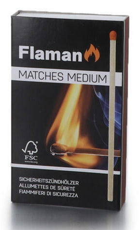 Flaman Streichhölzer 50 Stk., 6,5 × 11 cm, Holz (FSC), schwarz