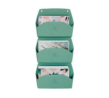 Exacompta AutentiK Aufbewahrungsbox A4 – Wandfach (quer), 382 × 289 × 72 mm, salbeigrün, Kunststoff