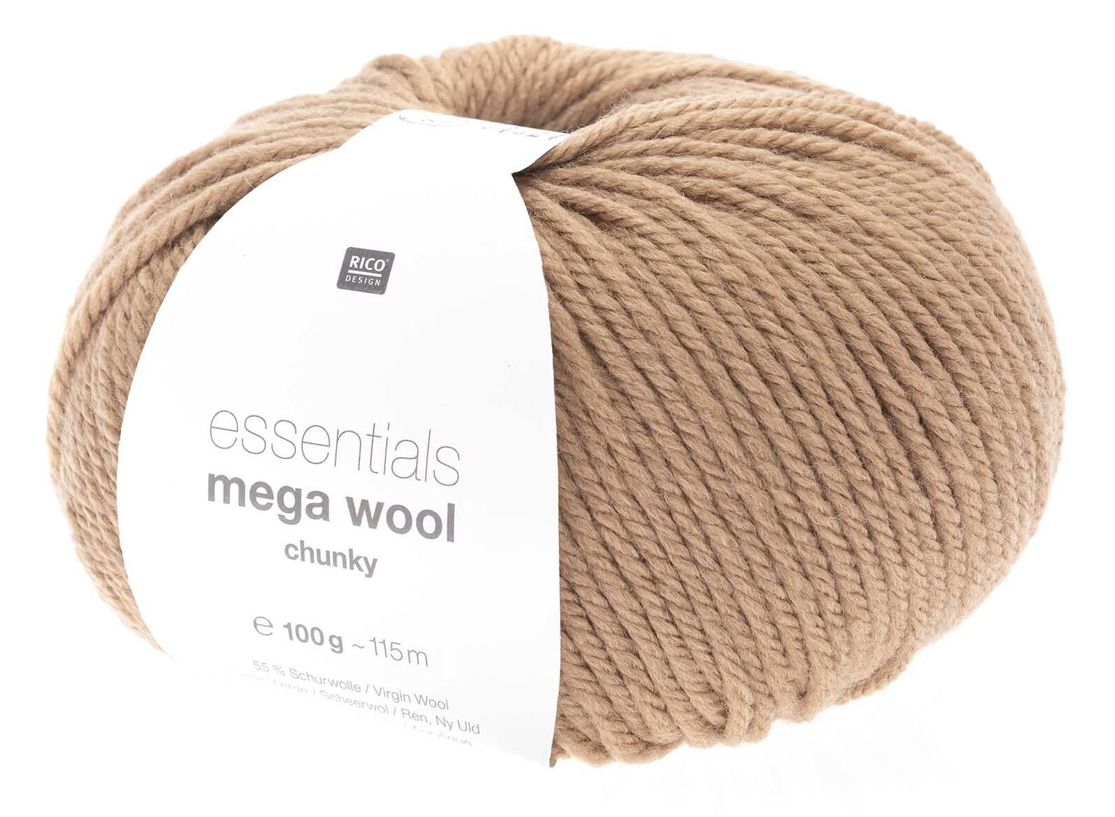 Rico Design Essentials Mega Wool Chunky Wolle Altrosa – 100 g, 125 m, Nadel 6 mm, 55% Schurwolle/45% Polyacryl
