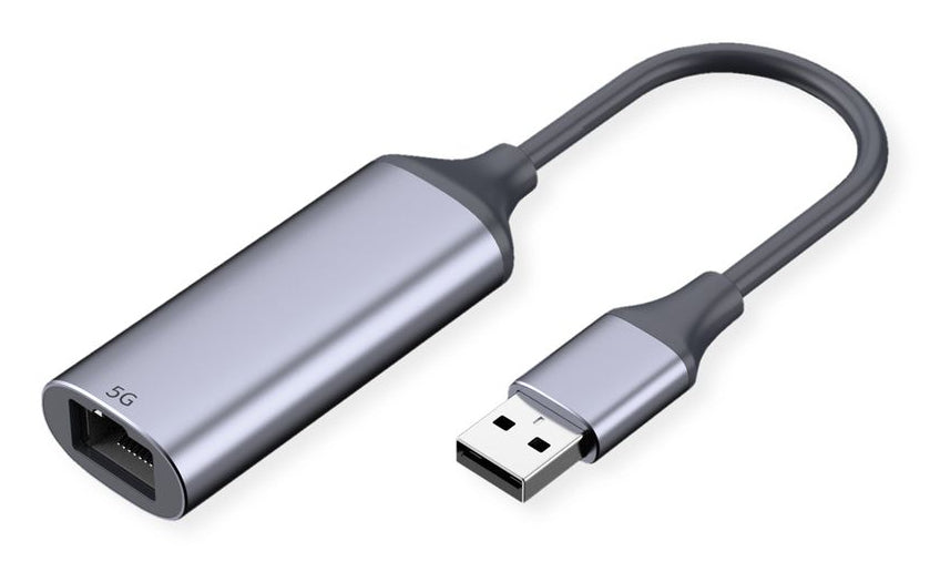 VALUE Netzwerkadapter USB-A zu RJ-45 – 5 Gbit/s, USB 3.2 Gen 1, 1 Port, 13 cm
