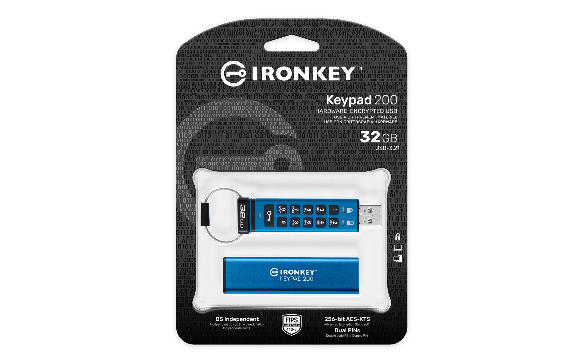 Kingston Technology Kingston IronKey Keypad 200 USB-Stick – 32 GB, AES-256, FIPS 140-3 Level 3 (ausstehend)