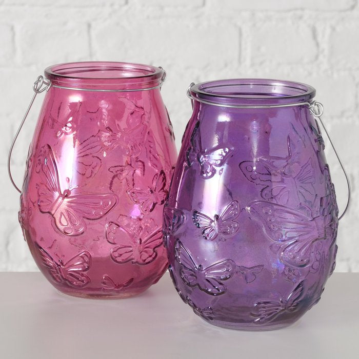 Boltze Windlicht – Glas, mehrfarbig – Ø 13 × 17 cm – 2-teilig