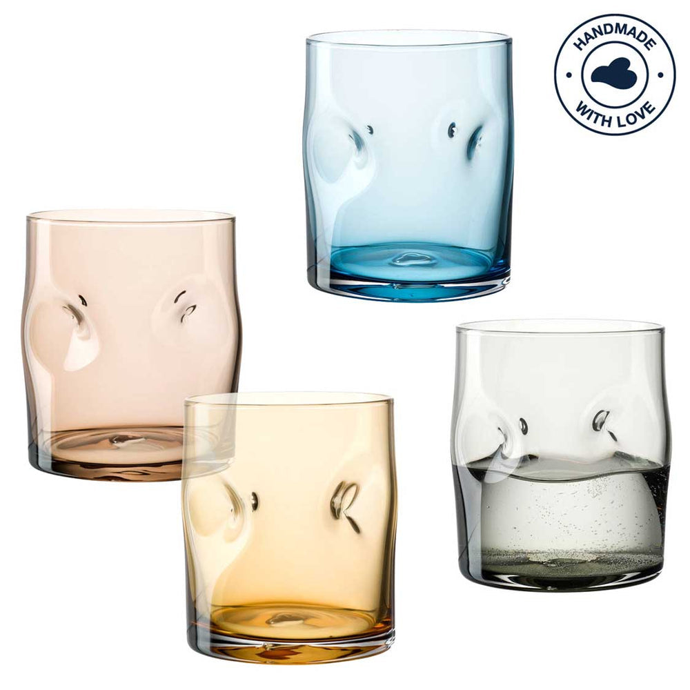 LEONARDO Trinkglas – 0,30 l, Kalk-Natron-Glas, Mehrfarbig, 4 Stück