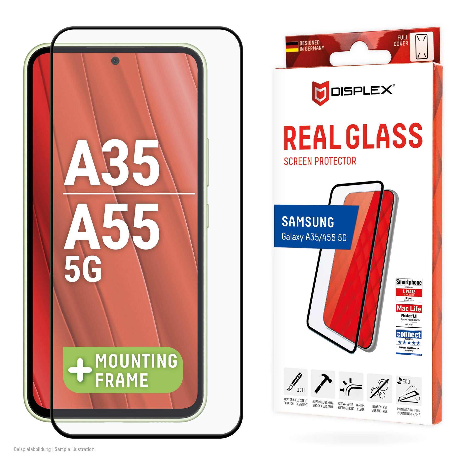 E.V.I. Displayschutz (Panzerglas), Full Cover – für Galaxy A35/A55 5G – mit Applikator