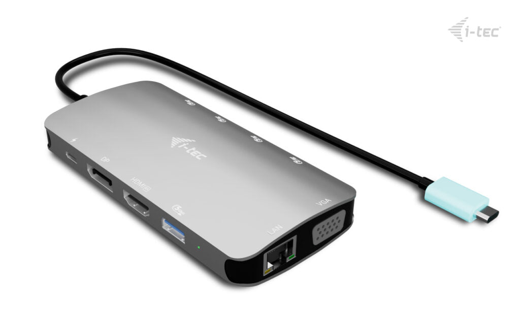 i-tec Metal Nano Dockingstation – USB-C, DP/HDMI/VGA, 100 W PD, GbE, für Windows/Mac/ChromeOS