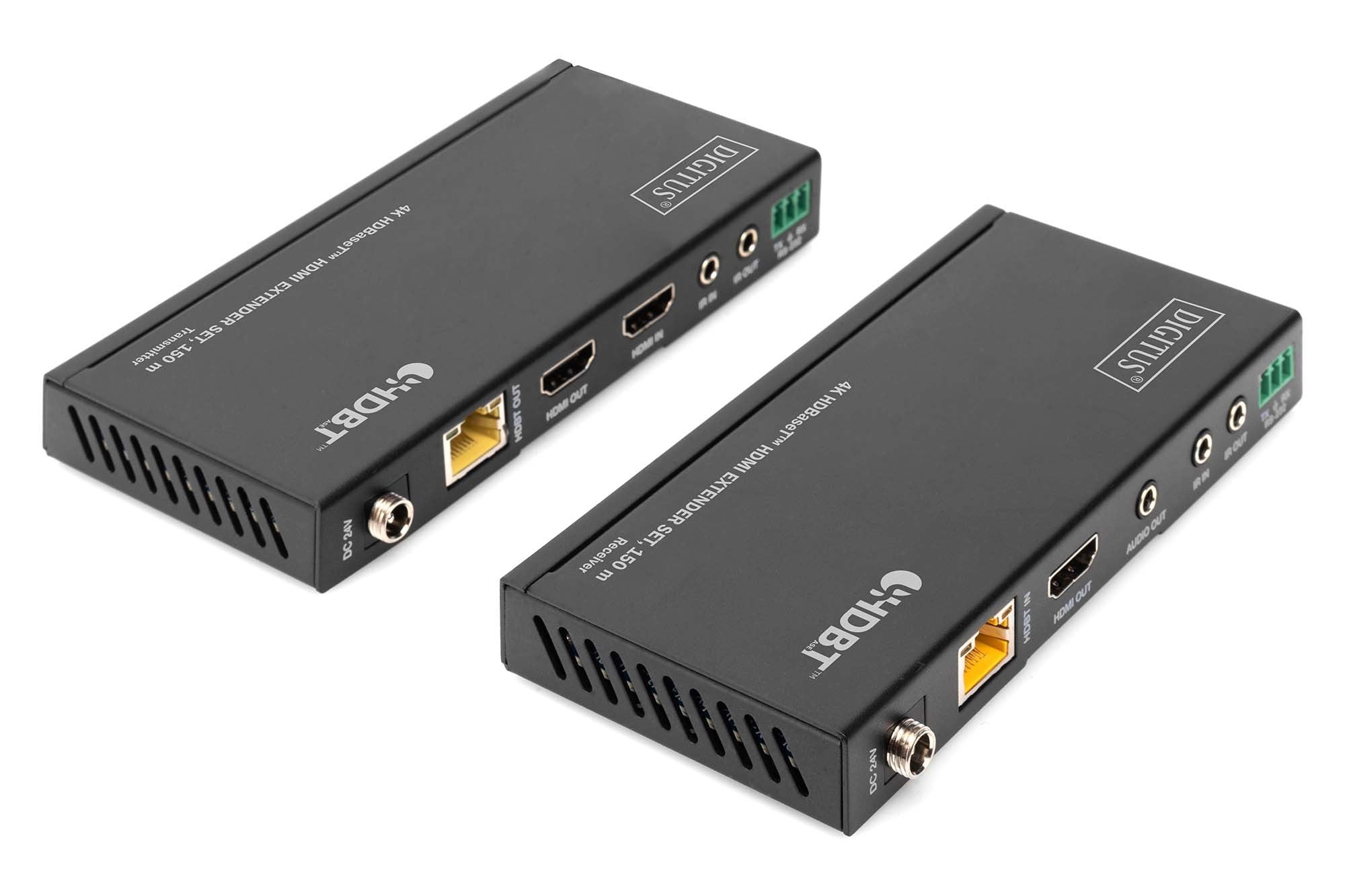 Digitus HDMI-Extender-Set – 4K UHD, 150 m, kabelgebunden – Schwarz, Metall
