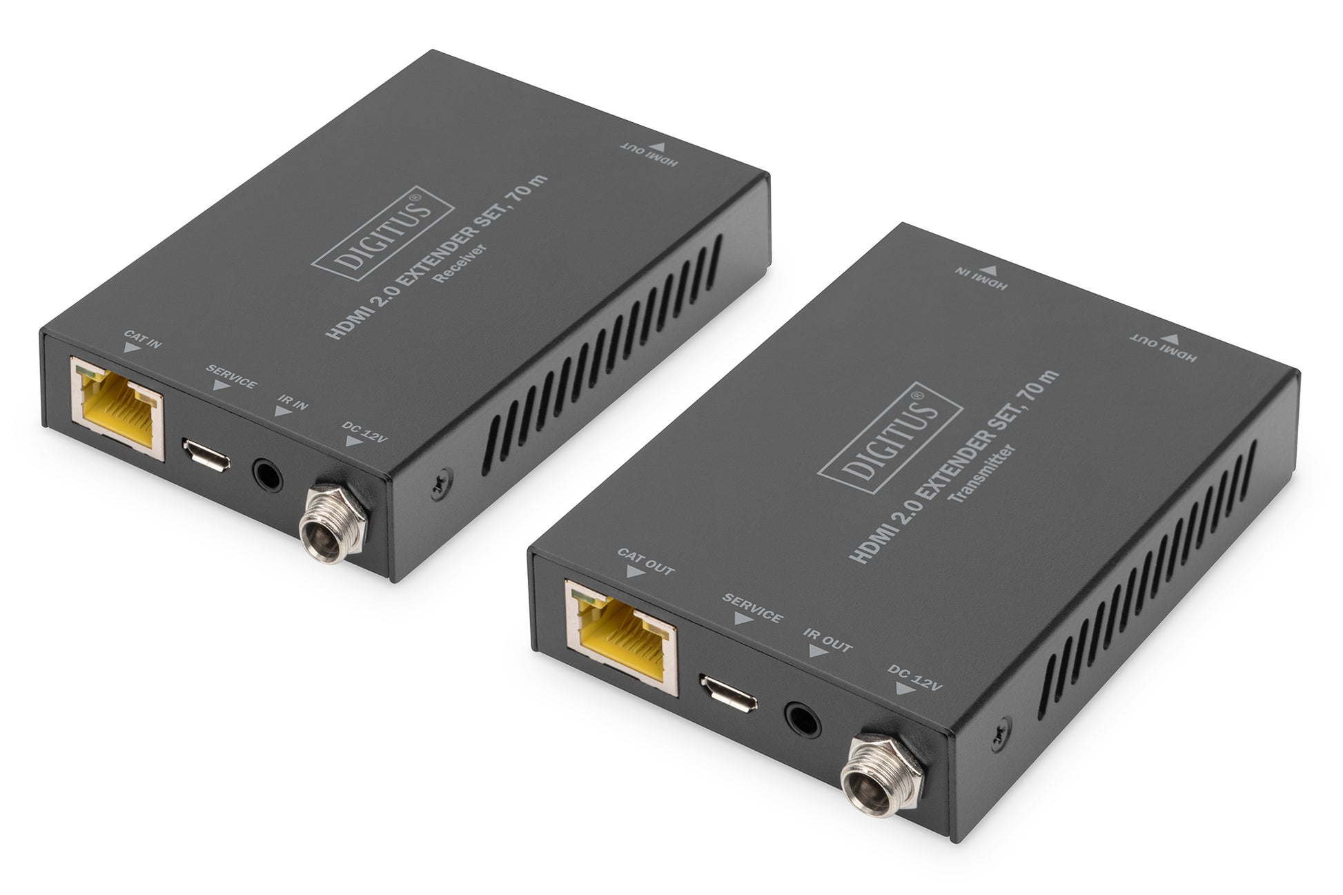 Digitus HDMI-Extender-Set – 4K UHD, 70 m, HDMI 2.0 – für Cat6–Cat8-Kabel – Schwarz