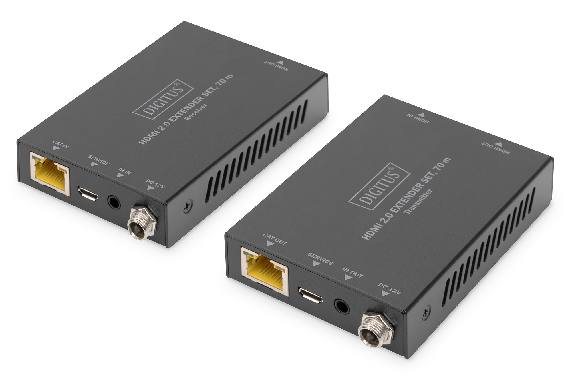 Digitus HDMI-Extender-Set – 4K UHD, 70 m, HDMI 2.0 – für Cat6–Cat8-Kabel – Schwarz