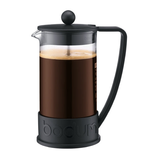 Bodum Brazil French Press Kaffeebereiter – 1 l, 8 Tassen, Schwarz/Transparent