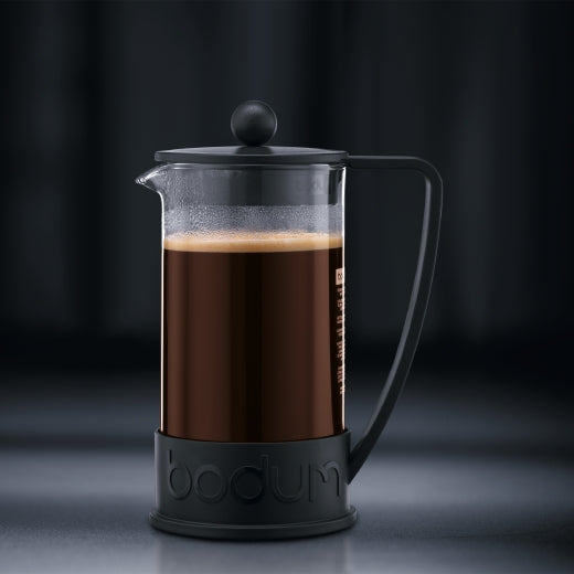 Bodum Brazil French Press Kaffeebereiter – 1 l, 8 Tassen, Schwarz/Transparent
