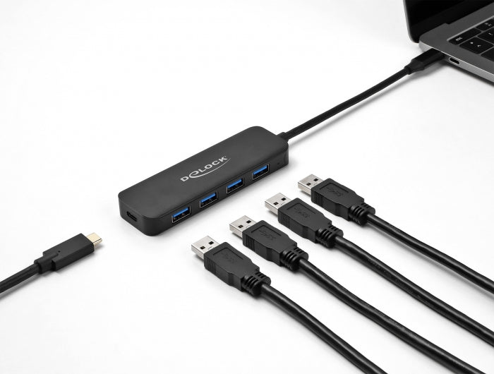 DeLOCK 64170 USB-Hub – USB-C, 4× USB-A, 85 W PD, für Windows/Mac/Linux