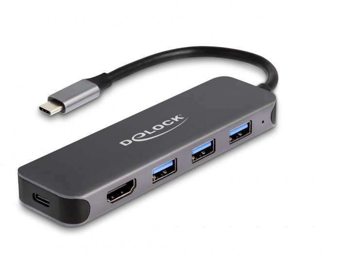 DeLOCK 64171 Multiport-Adapter – USB-C, 1× HDMI, 3× USB-A, 85 W PD, für Windows/Linux/Android