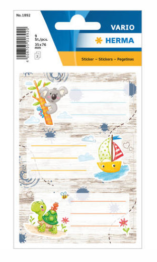 HERMA Vario Schuletiketten – Motiv Sandkastenfreunde – 35×76 mm, Abgerundete Ecken, 9 Stück, 3 Bögen, Papier