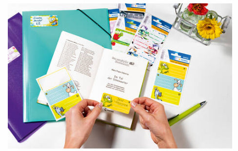 HERMA Vario Schuletiketten – Motiv Sandkastenfreunde – 35×76 mm, Abgerundete Ecken, 9 Stück, 3 Bögen, Papier