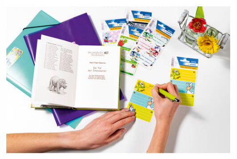 HERMA Vario Schuletiketten – Motiv Sandkastenfreunde – 35×76 mm, Abgerundete Ecken, 9 Stück, 3 Bögen, Papier