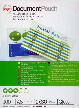 GBC Laminierfolien A6, glänzend – 80 µm, 111 × 154 mm, 100 Stk.