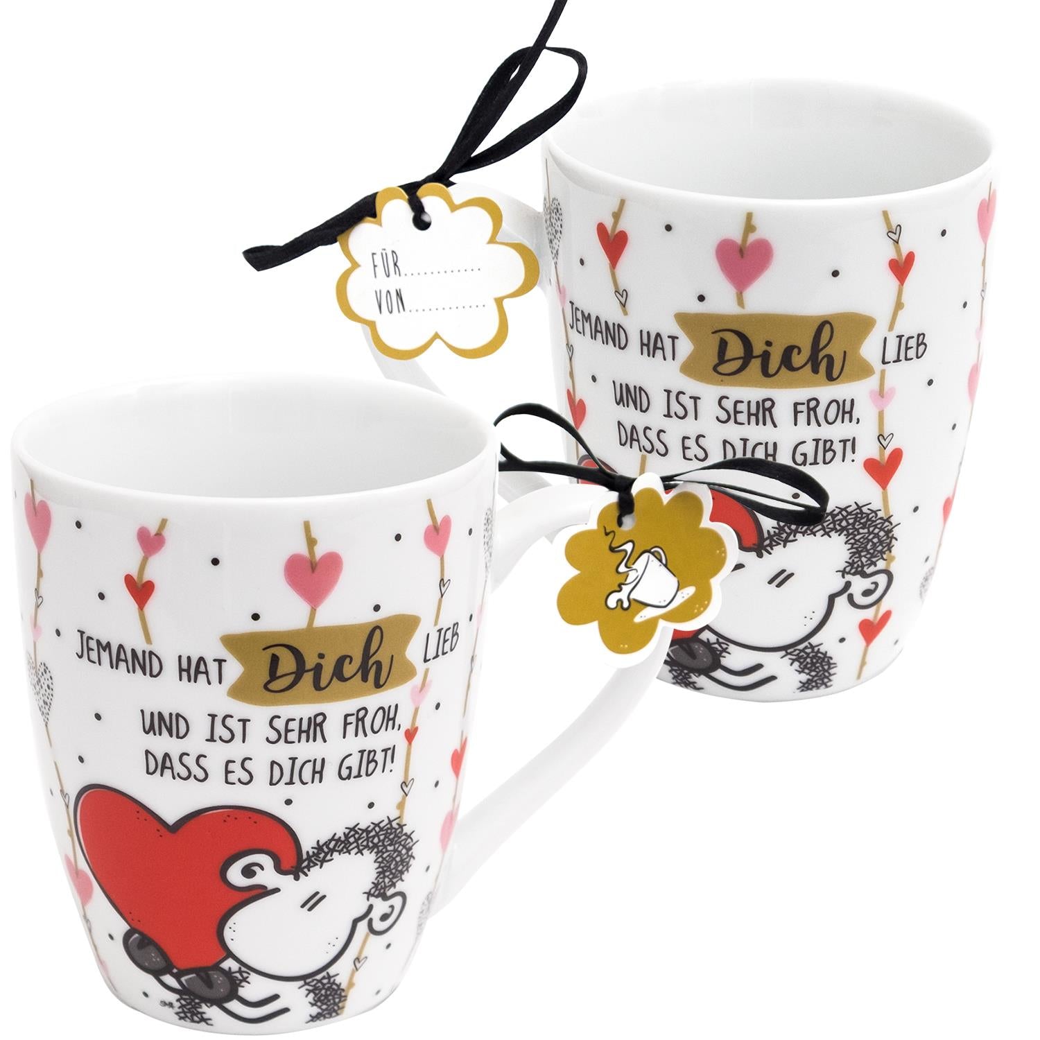 Sheepworld Tasse Jemand hat Dich lieb – 300 ml, Ø 8,4 cm, H 10,5 cm, Keramik, spülmaschinenfest
