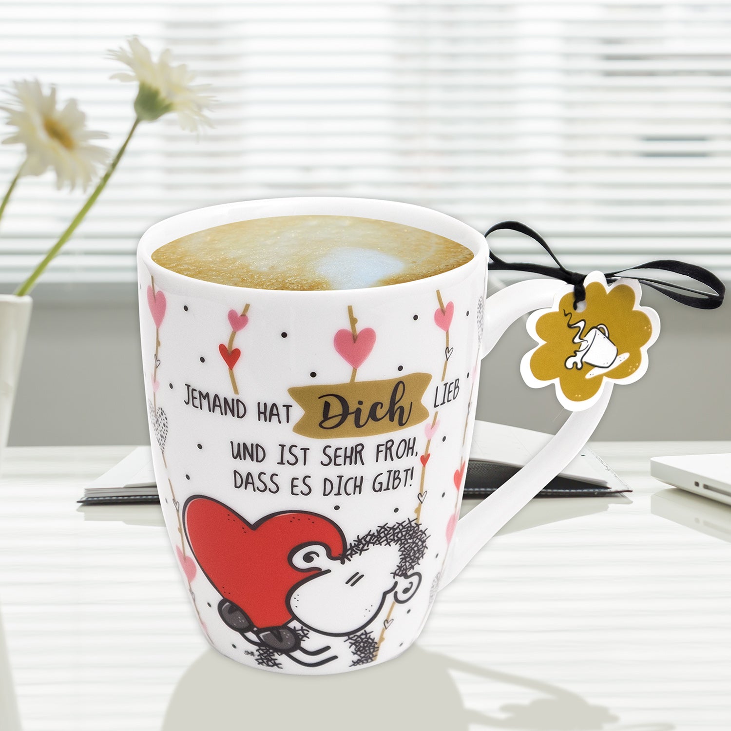 Sheepworld Tasse Jemand hat Dich lieb – 300 ml, Ø 8,4 cm, H 10,5 cm, Keramik, spülmaschinenfest