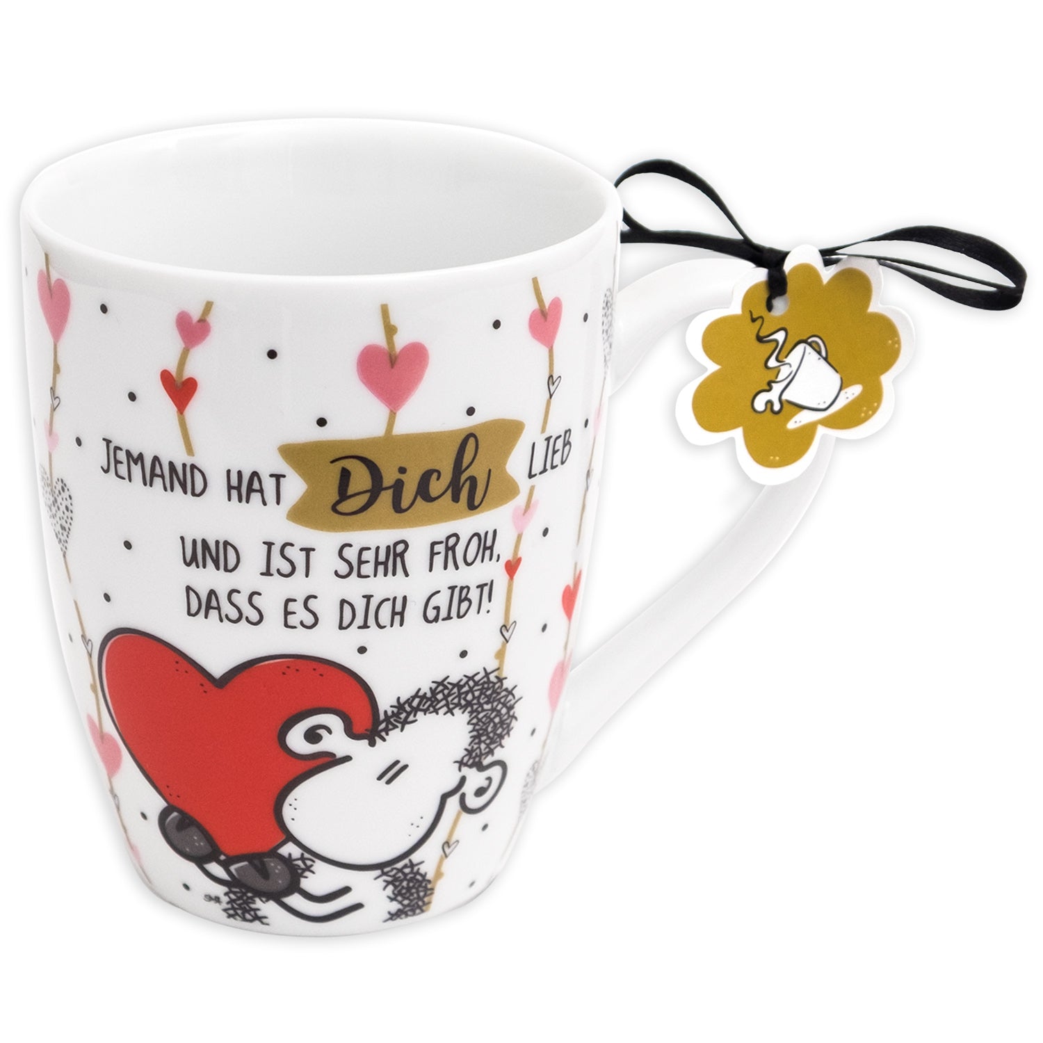 Sheepworld Tasse Jemand hat Dich lieb – 300 ml, Ø 8,4 cm, H 10,5 cm, Keramik, spülmaschinenfest