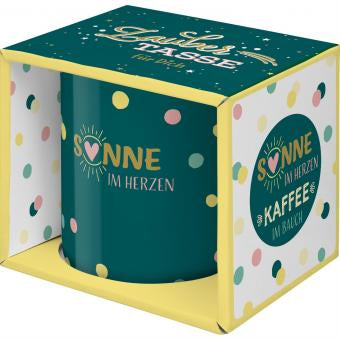 Sheepworld Zaubertasse – 350 ml, Ø 8,1 cm × H 9,7 cm, Keramik, Weiss/Grün, nicht spülmaschinenfest