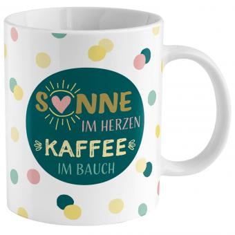 Sheepworld Zaubertasse – 350 ml, Ø 8,1 cm × H 9,7 cm, Keramik, Weiss/Grün, nicht spülmaschinenfest