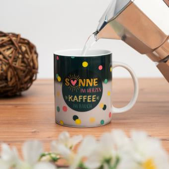 Sheepworld Zaubertasse – 350 ml, Ø 8,1 cm × H 9,7 cm, Keramik, Weiss/Grün, nicht spülmaschinenfest