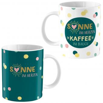 Sheepworld Zaubertasse – 350 ml, Ø 8,1 cm × H 9,7 cm, Keramik, Weiss/Grün, nicht spülmaschinenfest