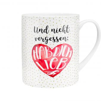 Sheepworld Tasse Und nicht vergessen – 600 ml, Ø 9,5 cm, Porzellan, Weiss, spülmaschinenfest
