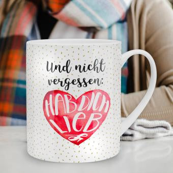 Sheepworld Tasse Und nicht vergessen – 600 ml, Ø 9,5 cm, Porzellan, Weiss, spülmaschinenfest