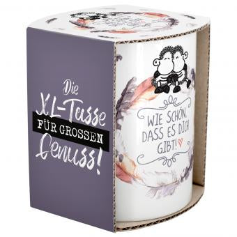 Sheepworld XL Tasse Wie schön – 600 ml, Ø 9,5 cm, H 11,5 cm, Keramik, Weiss, spülmaschinenfest