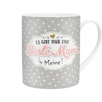 Sheepworld Tasse Beste Mama – 600 ml, Ø 9,5 cm, Porzellan, Hellgrau, spülmaschinenfest