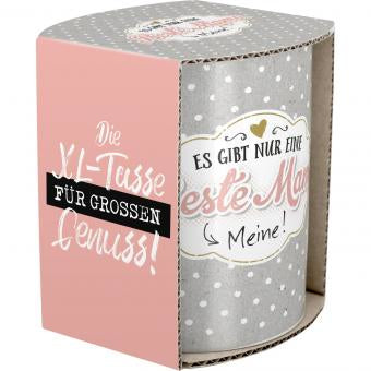 Sheepworld Tasse Beste Mama – 600 ml, Ø 9,5 cm, Porzellan, Hellgrau, spülmaschinenfest