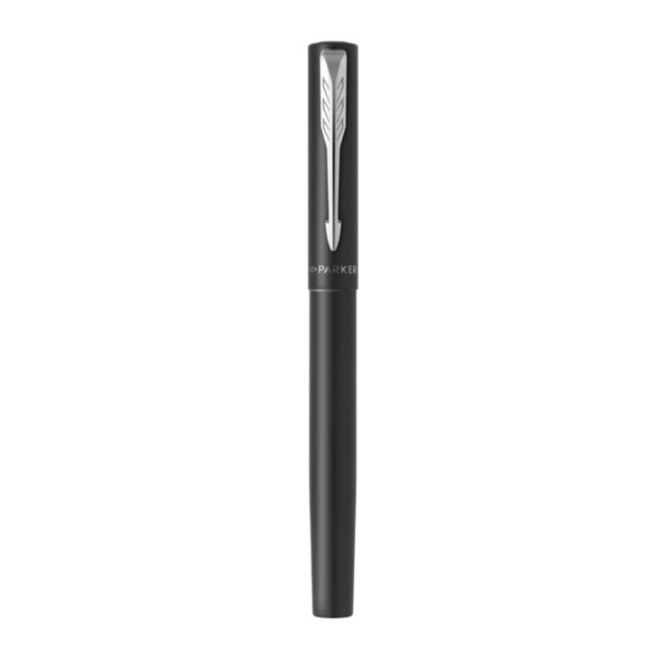 Parker Vector XL – Tintenroller, Schwarz, mit Kappe, Edelstahl (Chrom)