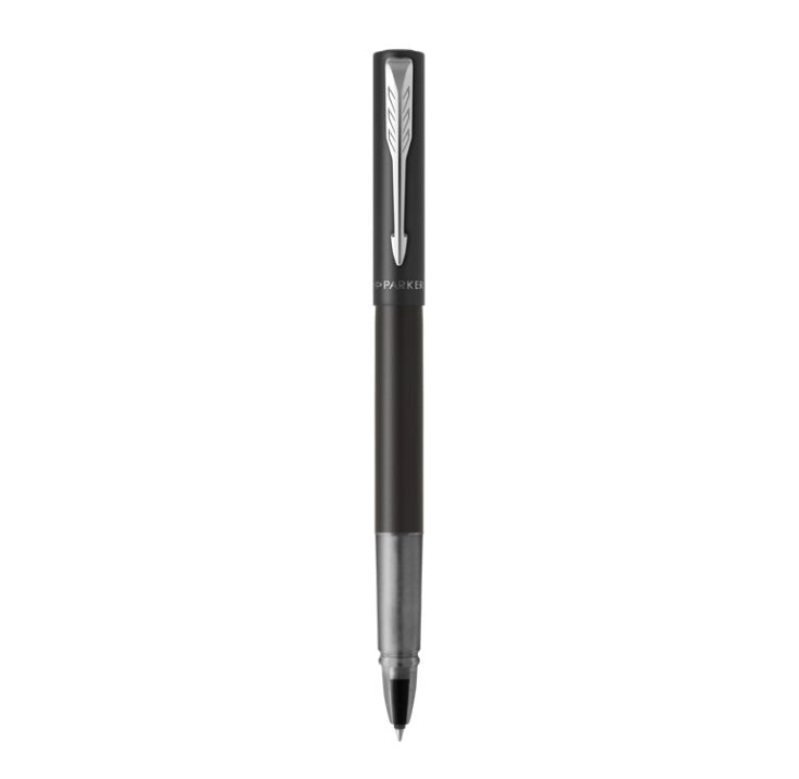 Parker Vector XL – Tintenroller, Schwarz, mit Kappe, Edelstahl (Chrom)