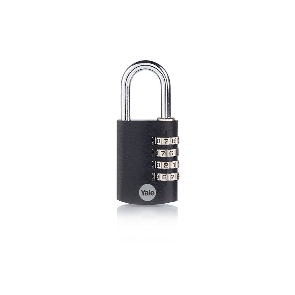 Yale YE3CB Kombinationsschloss – Aluminium, Bügel 31×31 mm, Innen, Schwarz