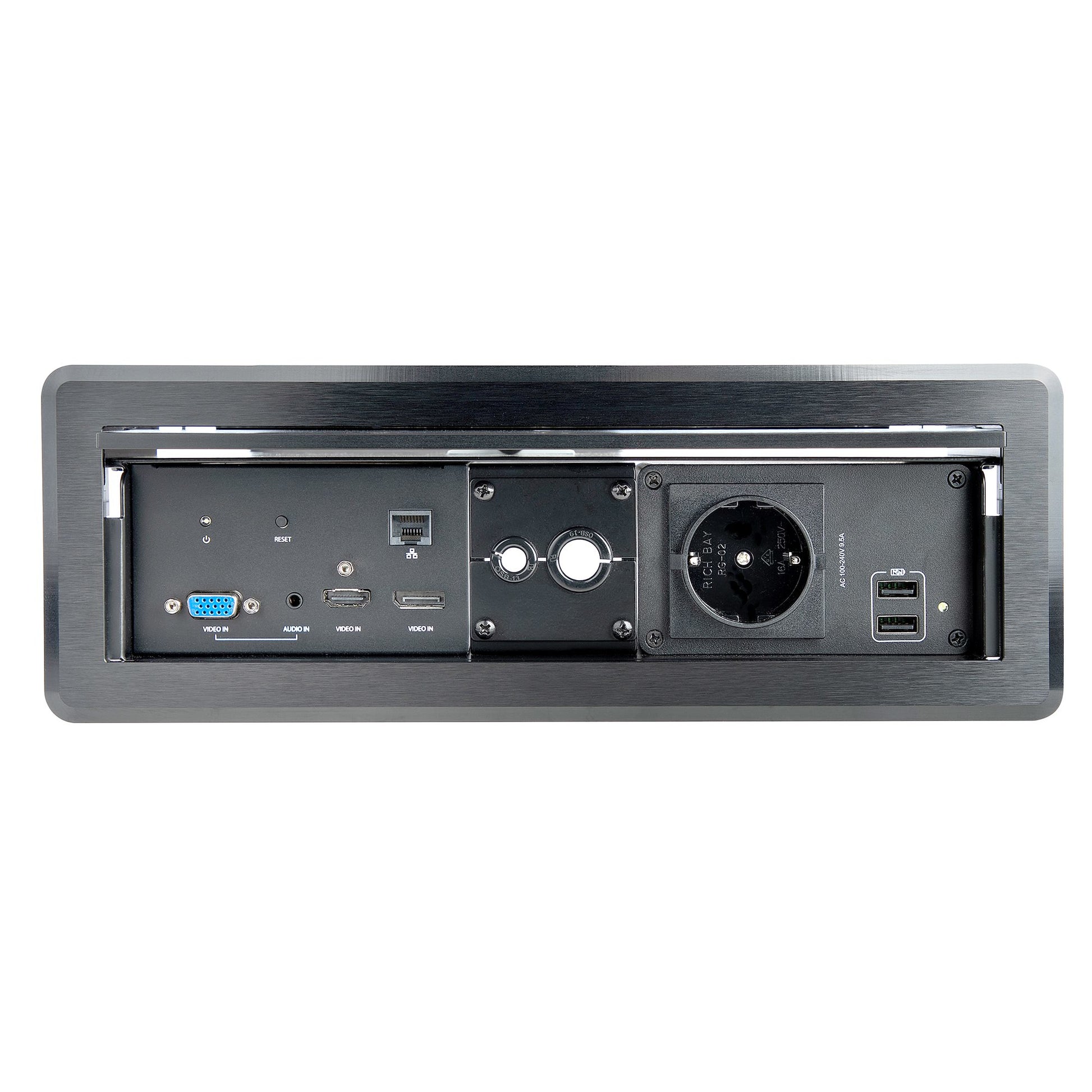 StarTech.com Table Box – Tischanschlussfeld – HDMI, DP, VGA, USB, Gigabit LAN, 4K, Schwarz