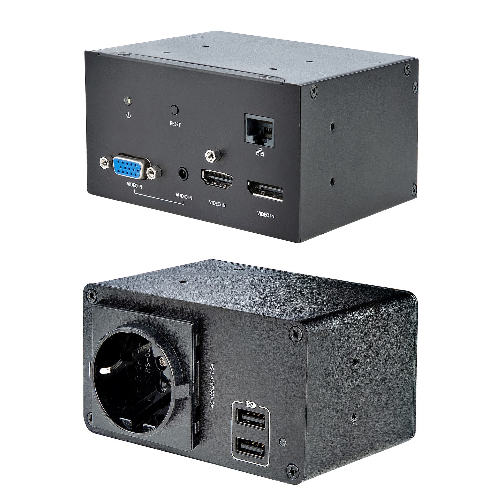 StarTech.com Table Box – Tischanschlussfeld – HDMI, DP, VGA, USB, Gigabit LAN, 4K, Schwarz