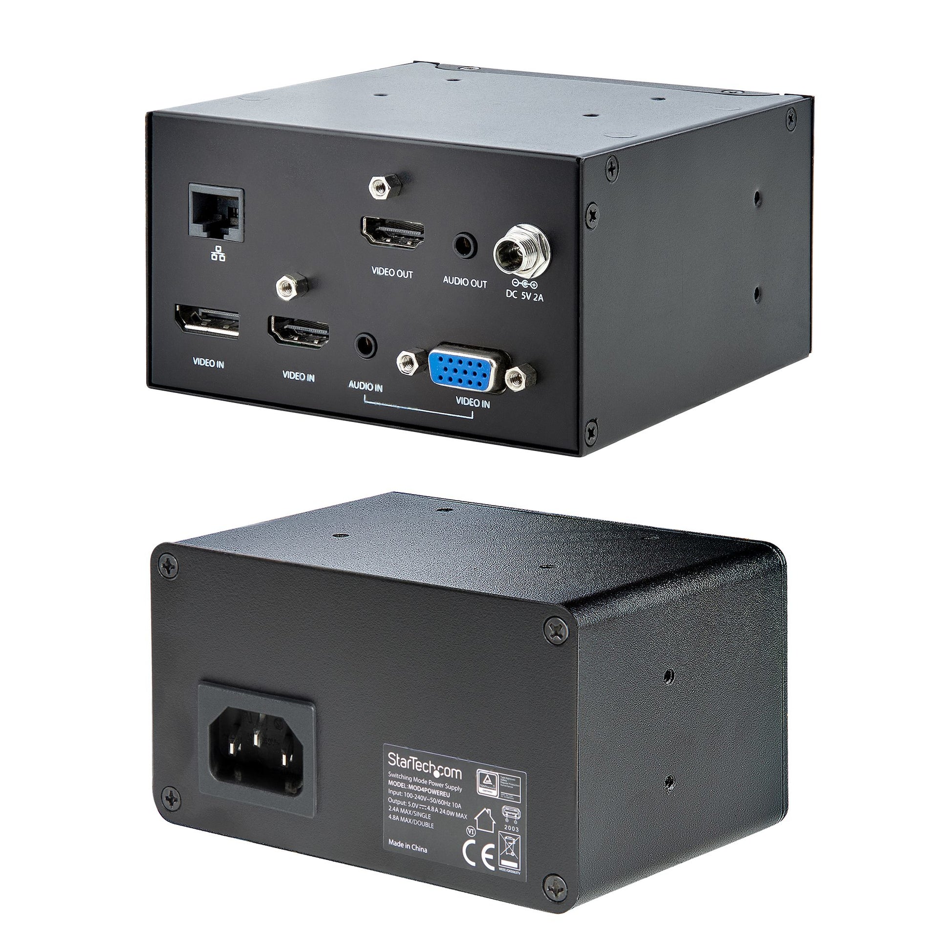 StarTech.com Table Box – Tischanschlussfeld – HDMI, DP, VGA, USB, Gigabit LAN, 4K, Schwarz