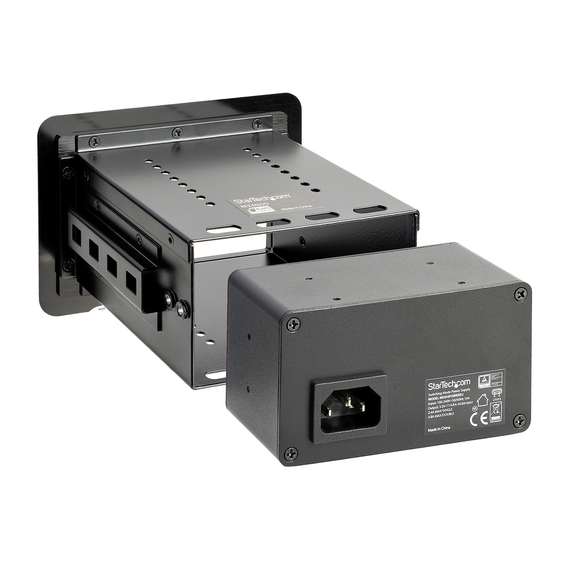 StarTech.com Tischanschlussfeld 1× Steckdose, USB‑A×2 – IEC C13-Koppler, Typ E/F – Schwarz