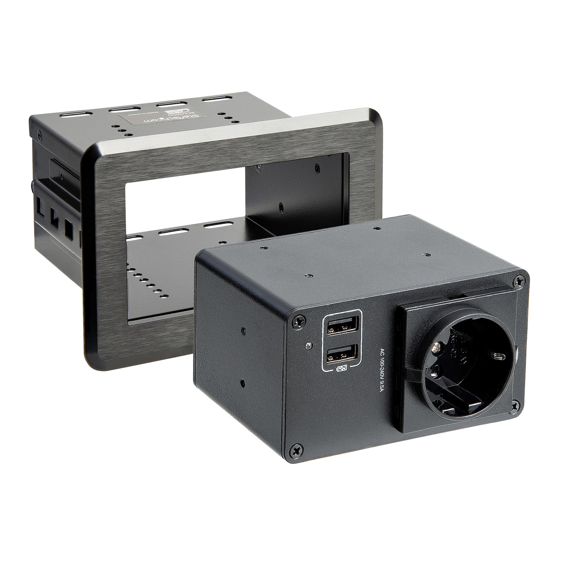 StarTech.com Tischanschlussfeld 1× Steckdose, USB‑A×2 – IEC C13-Koppler, Typ E/F – Schwarz