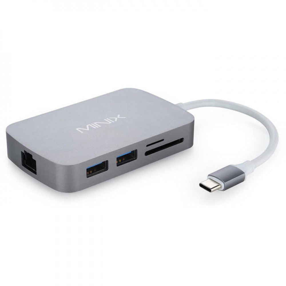 MINIX NEO C-GGR Multiport-Adapter – USB-C, 1× HDMI, 2× USB-A, SD/microSD, für Windows/Mac/Linux