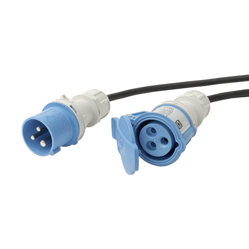 Steffen Verlängerungskabel, CEE 16-3 bis CEE 16-3, 5 m, 1,5 mm², IP44 – Schwarz