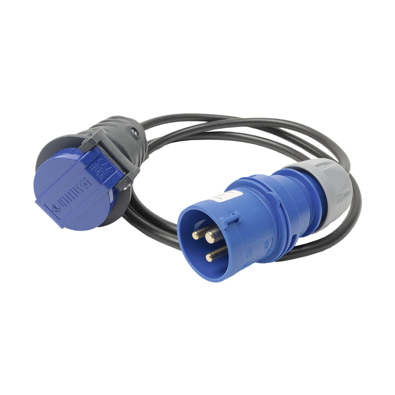 Steffen Verlängerungskabel, CEE 16-3–T23, 1,5 m, IP55, 1,5 mm², Aussenanwendung – Schwarz