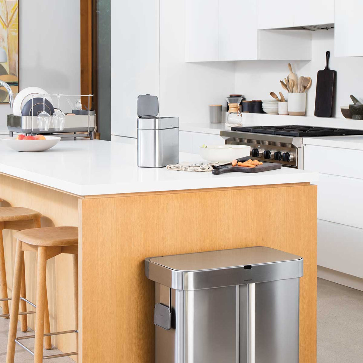 simplehuman Komposteimer Kompost-Caddy – 4 l – Edelstahl, rechteckig – mit Innenkübel, Anti-Fingerprint
