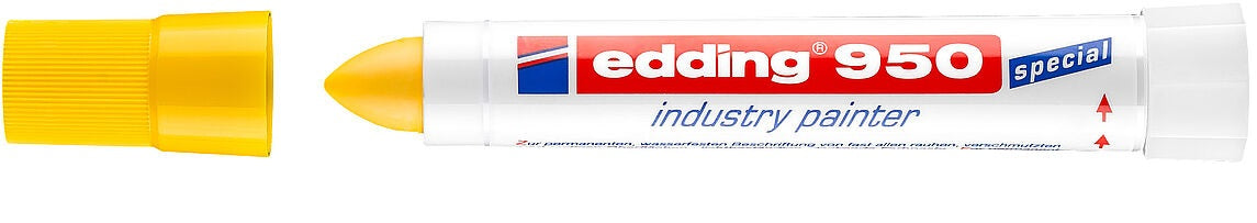 Edding 950 Industriemarker – flexible Spitze 10 mm – gelb – für Stein, Metall und Holz